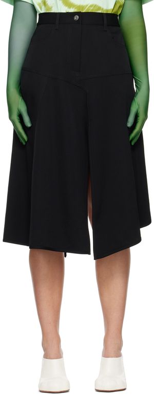 JW Anderson Jupe midi trapèze noire à patchwork