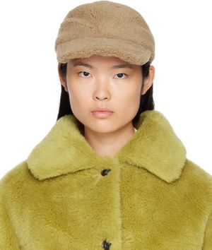 Yves Salomon Tan Curly Shearling Cap