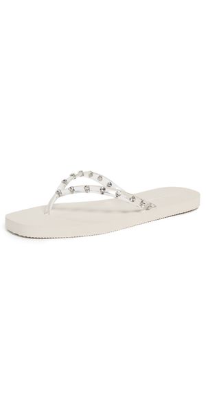 Loeffler Randall Taryn Crystal Jelly Flip Flops Cream/Crystal 6