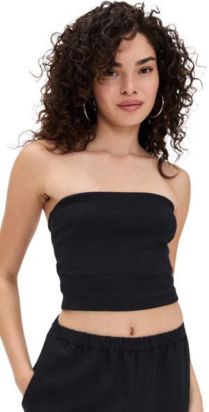 Enza Costa Jaquard Bandeau Top Black S