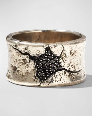 Men's Crack Band Ring w/ Black Diamond Pavé