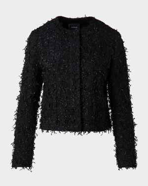 Bea Micro Sequin Fringed Boucle Shirt Jacket
