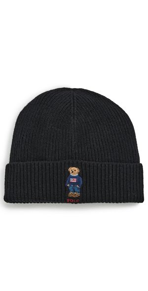 Polo Ralph Lauren Solid Flag Bear Beanie Polo Black One Size