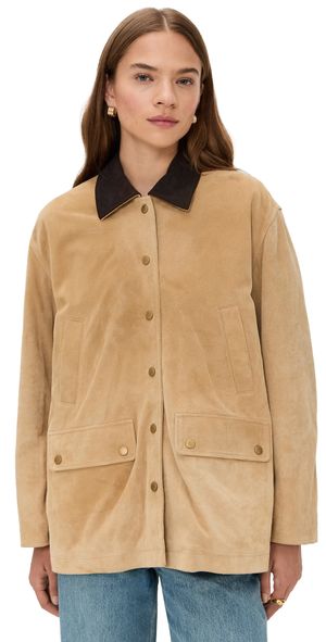 rag & bone Cassidy Suede Barn Jacket Tan XL