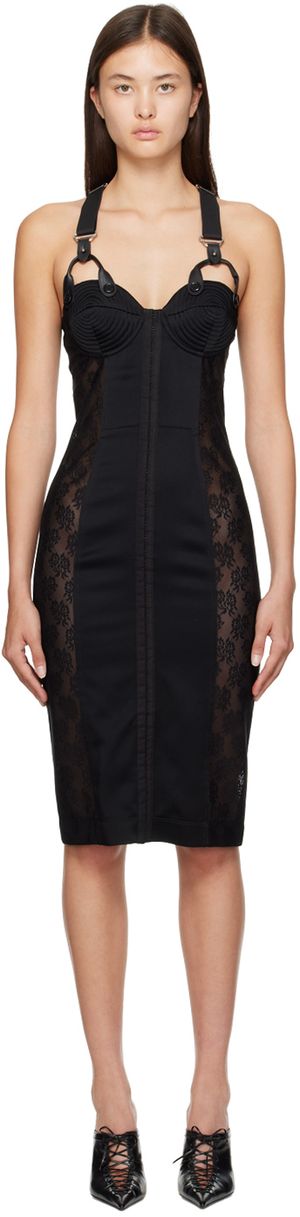 Moschino Black Floral Midi Dress