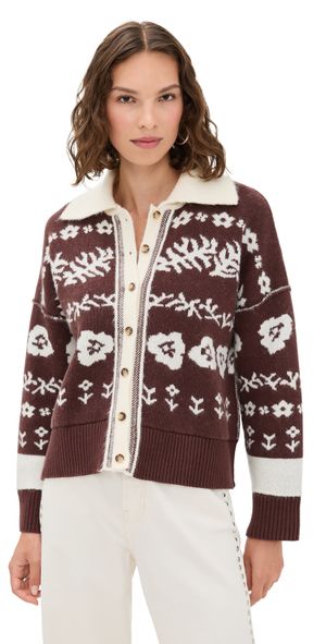 Free People Shelby Cardigan Chocolate Combo XL