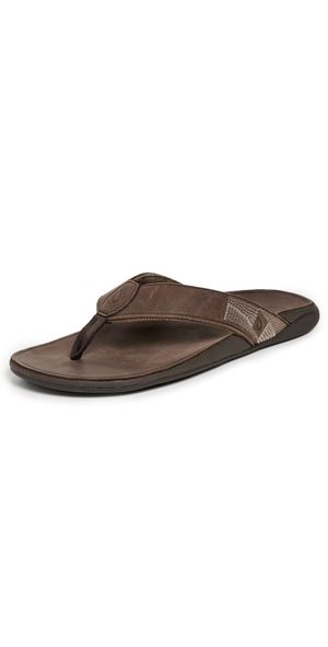 OluKai Tuahine Sandals Dark Wood 11