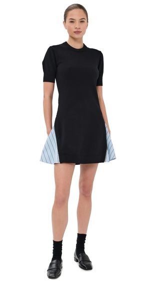 3.1 Phillip Lim Mini Combo Dress Black-Oxford Blue Multi L