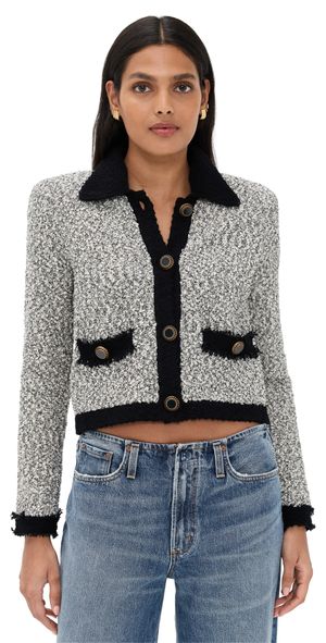 L'AGENCE Arielle Collared Jacket White/Black XL