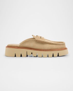 Savy Suede Lug Loafer Mules