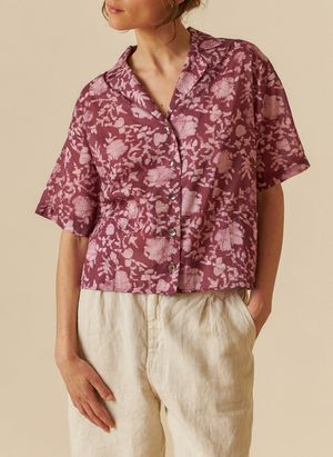 Indi & Cold - Chemise col classique en coton bio - Taille L - Violet