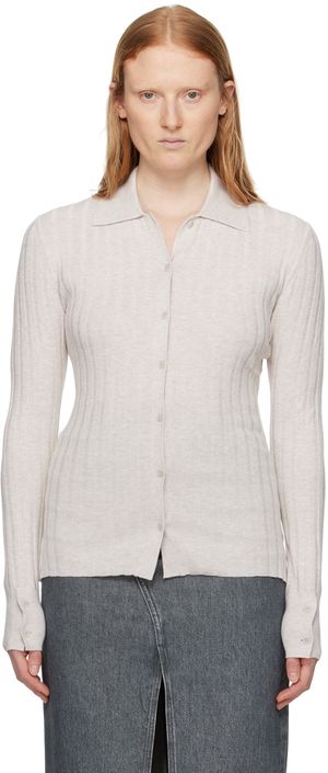 Filippa K Cardigan blanc cassé à col classique