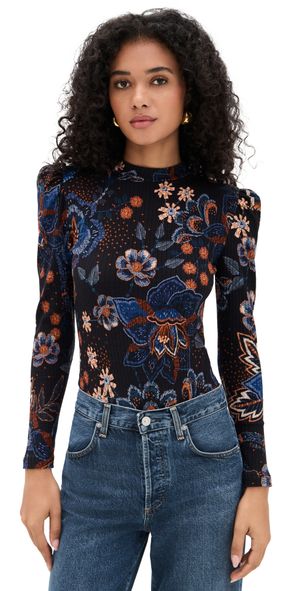 FARM Rio Snakes Bouquet Black Thong Bodysuit Snakes Bouquet Black L