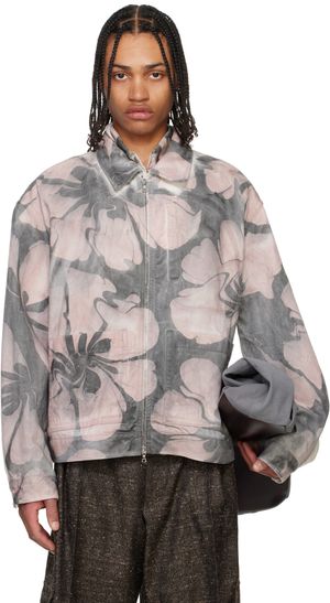 Dries Van Noten Gray & White Printed Jacket