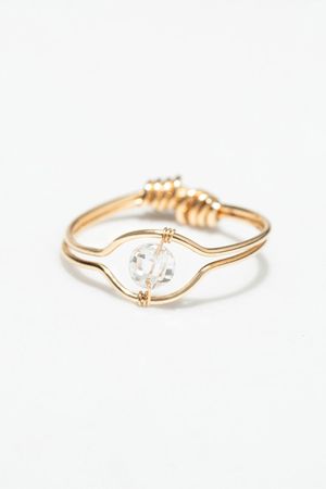 Yay - Bague double kamsa or 750 diamant blanc - Taille 50 - Doré