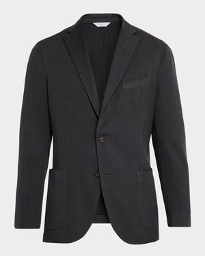 Men's Herringbone Two-Button Wool Jacket