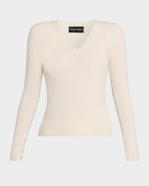 V-Neck Cotton-Cashmere Jersey Sweater