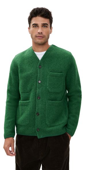 Universal Works Fleece Cardigan Green M