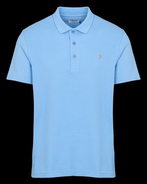 Farah - Polo droit stretch en coton biologique - Taille XL - Bleu