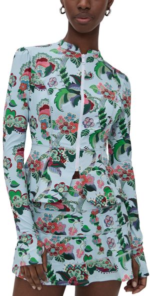 Hill House Home The Alexia Rashguard Light Blue Jungle Floral XS