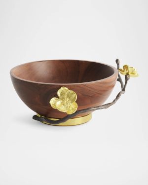 Gold Orchid Small Wood Bowl