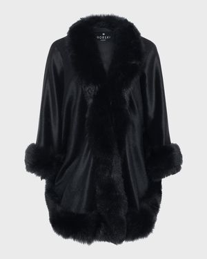 Cashmere Capelet with Lamb Shearling Trim