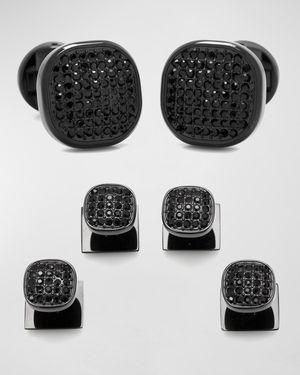 Pave Crystal Cuff Link Stud Set