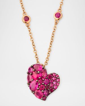 18K Rose Gold Small Heart Pink Sapphire Pendant