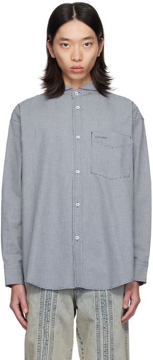 AFTER PRAY Navy Scout Check Shirt