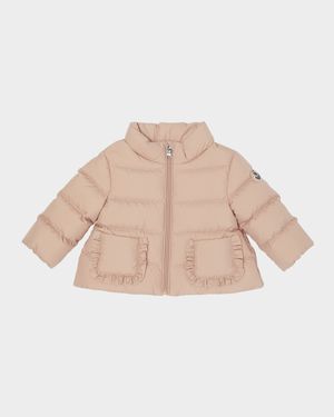 Girl's Onica Ruffled A-Line Down Coat, Size 1M-3