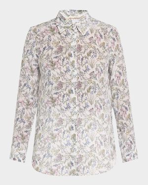 Mathias Floral-Print Crepe De Chine Button-Down Shirt