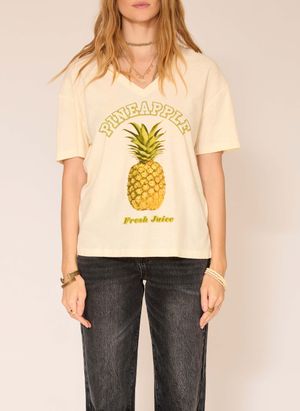 Mkt - Tee-shirt Col V en coton mélangé - Taille XL - Blanc