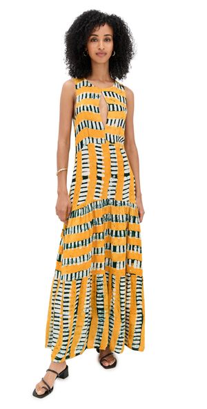 Busayo Sade Dress Green/Yellow/White S