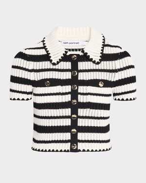 Striped Crochet-Knit Top