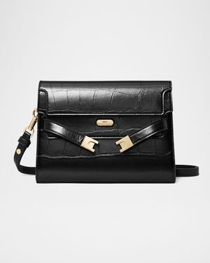 Lee Radziwill Croc-Embossed Leather Shoulder Bag