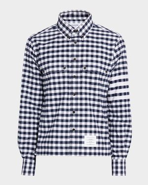 Men's Gingham Check Flannel 4-Bar Utility Shirt