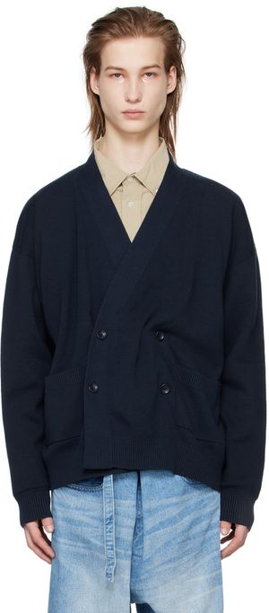 meanswhile Navy Double-Breasted Cardigan