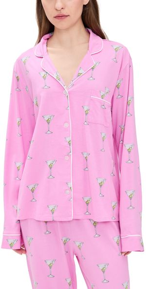 PJ Salvage Martini Long Sleeve Pajama Top Bubblegum S