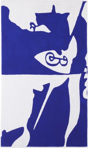 Burberry Navy & White Split EKD Beach Towel