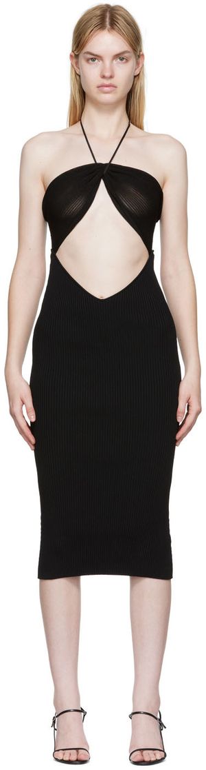 Nensi Dojaka Black Cutout Midi Dress