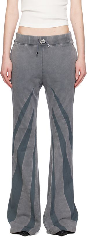 Dion Lee Pantalon gris à pinces trompe l'œil