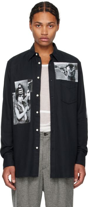 TAKAHIROMIYASHITA TheSoloist. Black Loose Fit Regular Collar Shirt