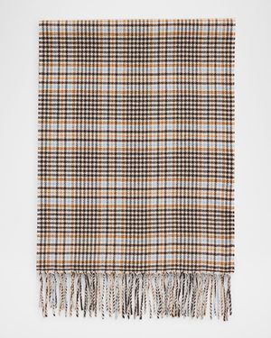 Men's Castle Houndstooth Plaid Wool Scarf