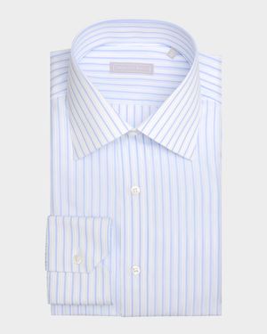 Men's Cotton Multi-Stripe Point Collar Dress Shirt