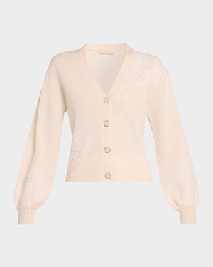 Perry Lace Applique Wool-Cashmere Cardigan