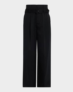 Men's High-Rise Wide Trousers with Belt