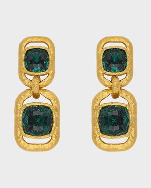 Rectangle Crystal Double Drop Earrings