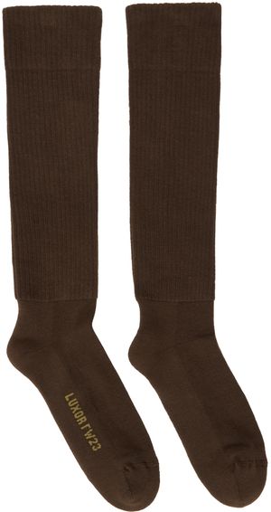 Rick Owens Chaussettes hauteur genou brunes