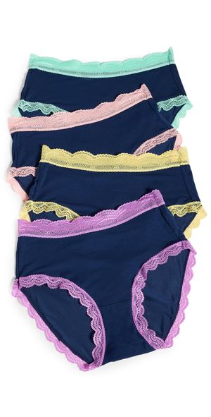 Stripe & Stare Original Knicker Four Pack Navy Neon Pastels S