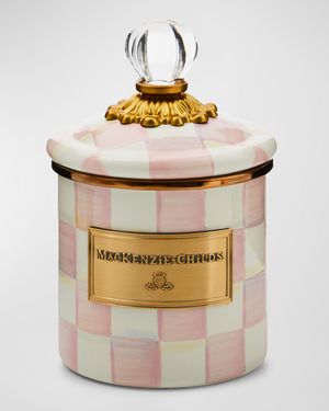 Rosy Check Enamel Canister, Demi